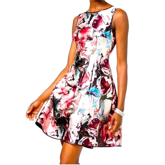 Laundry By Shelli Segal Dresses & Skirts - Laundry By Shelli Segal Pink and Black Floral Midi Dress